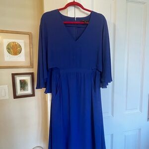 Elegant Blue Cape Dress